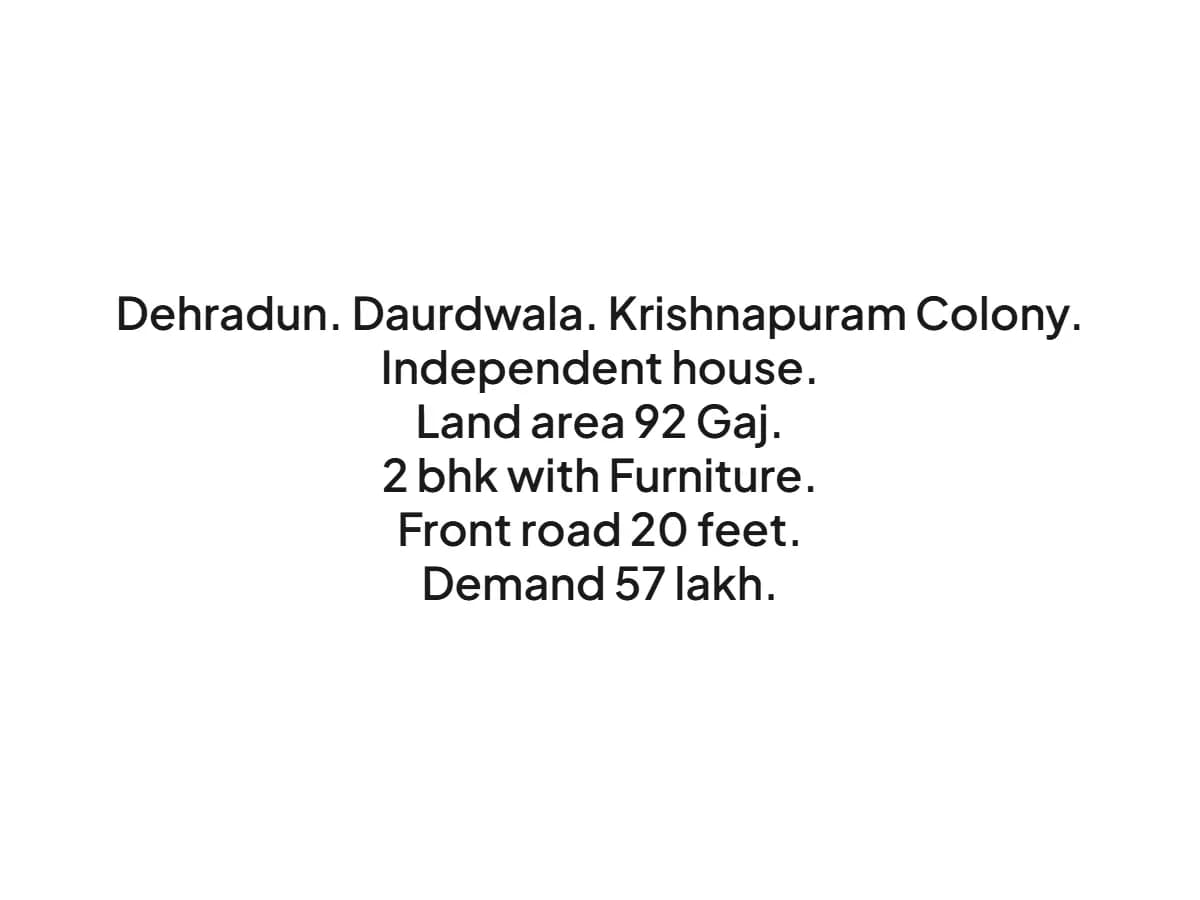 Independent 2 BHK House for Sale in Daurdwala, Dehradun