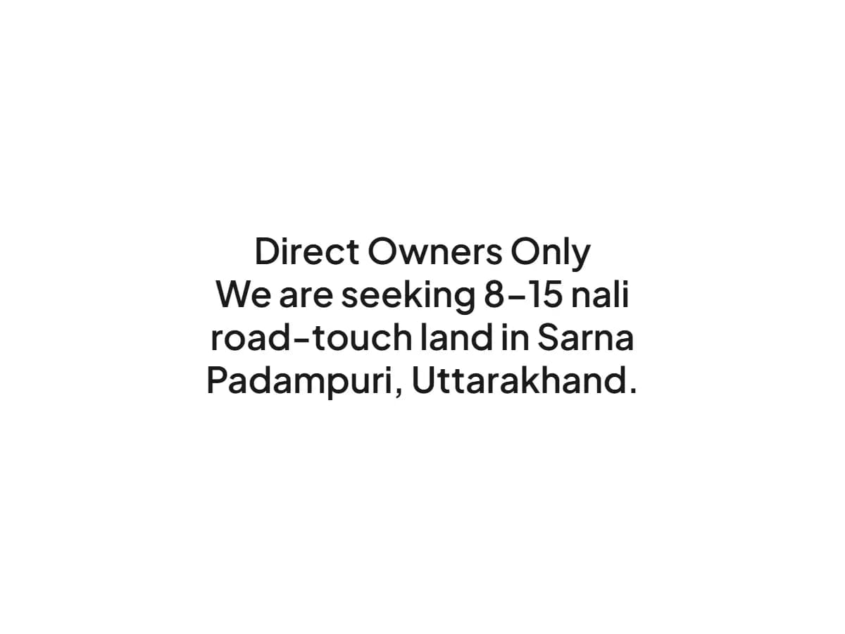 Prime Road-Touch Land for Sale in Sarna, Nainital