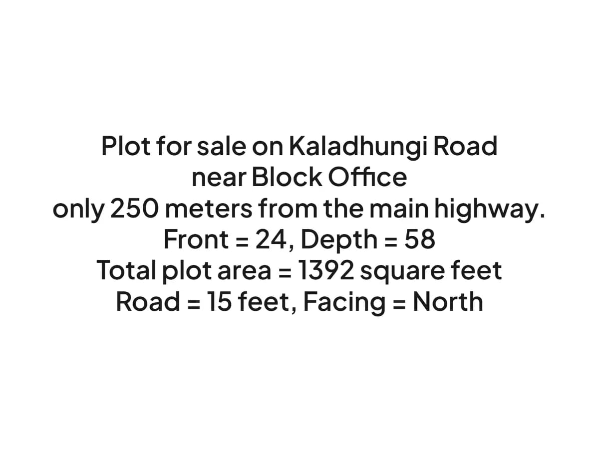 Prime 1392 sqft Land for Sale on Kaladhungi Road, Haldwani