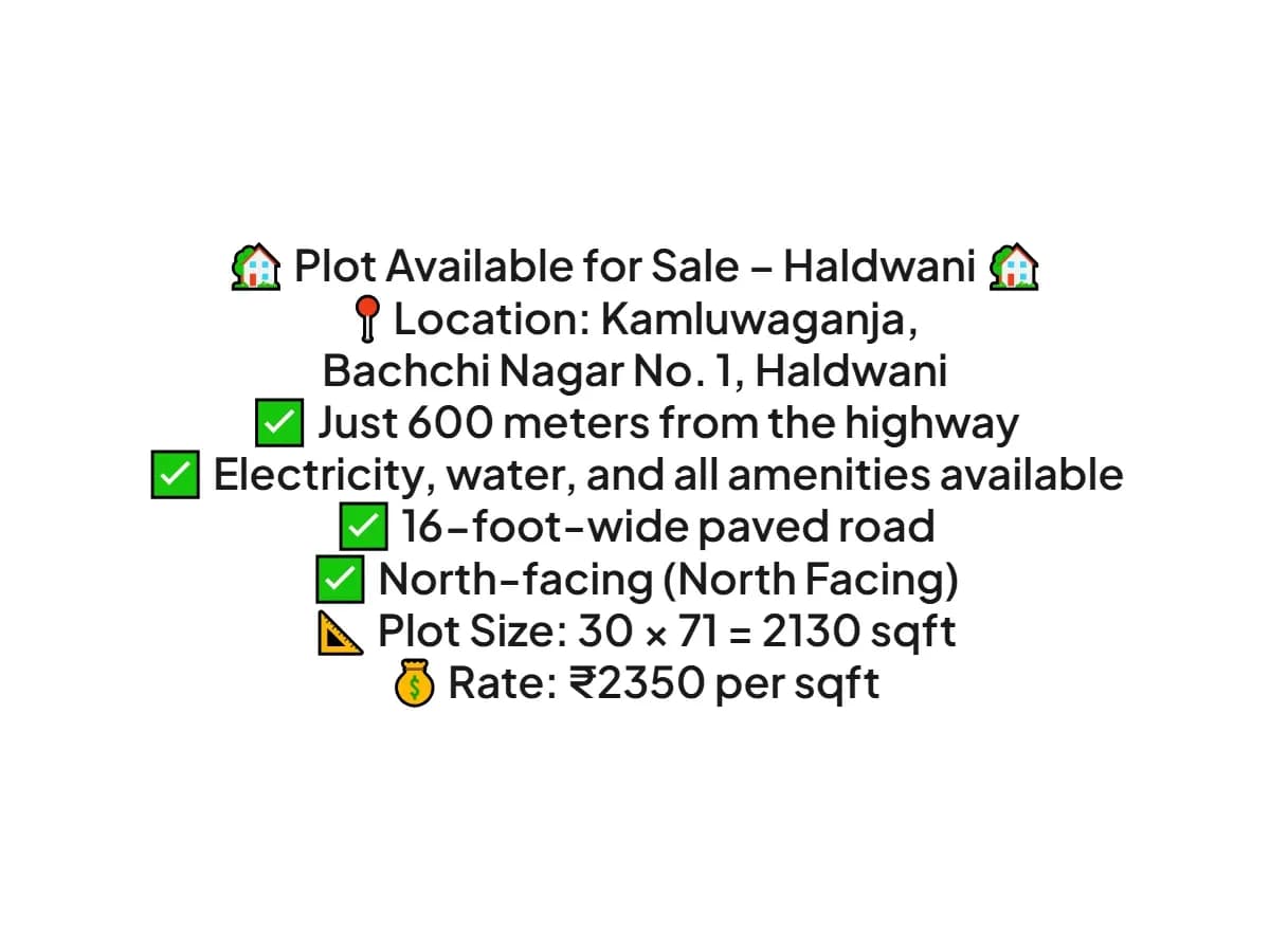 Prime 2130 sqft Residential Land for Sale in Kamluwaganga Haldwani