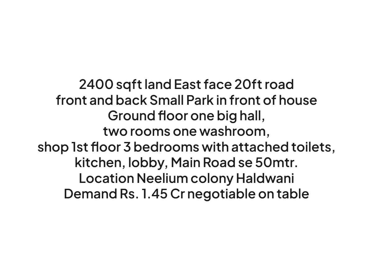 Prime 2400 sqft Land for Sale in Neelium Colony Haldwani