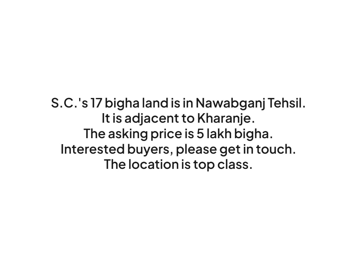 Prime 17 Bigha Land for Sale in Nawabganj Bareilly